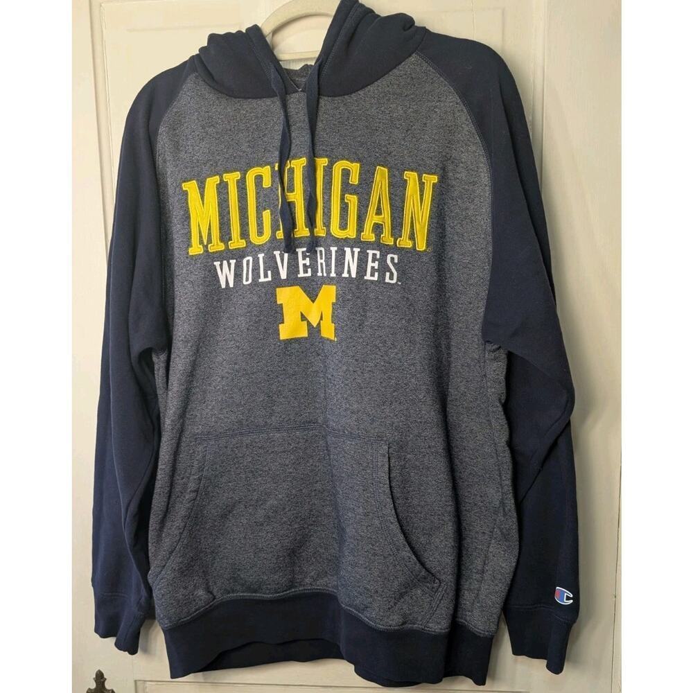 Champion Michigan Wolverines Fleece Graphic Hoodie Size Large (C)
